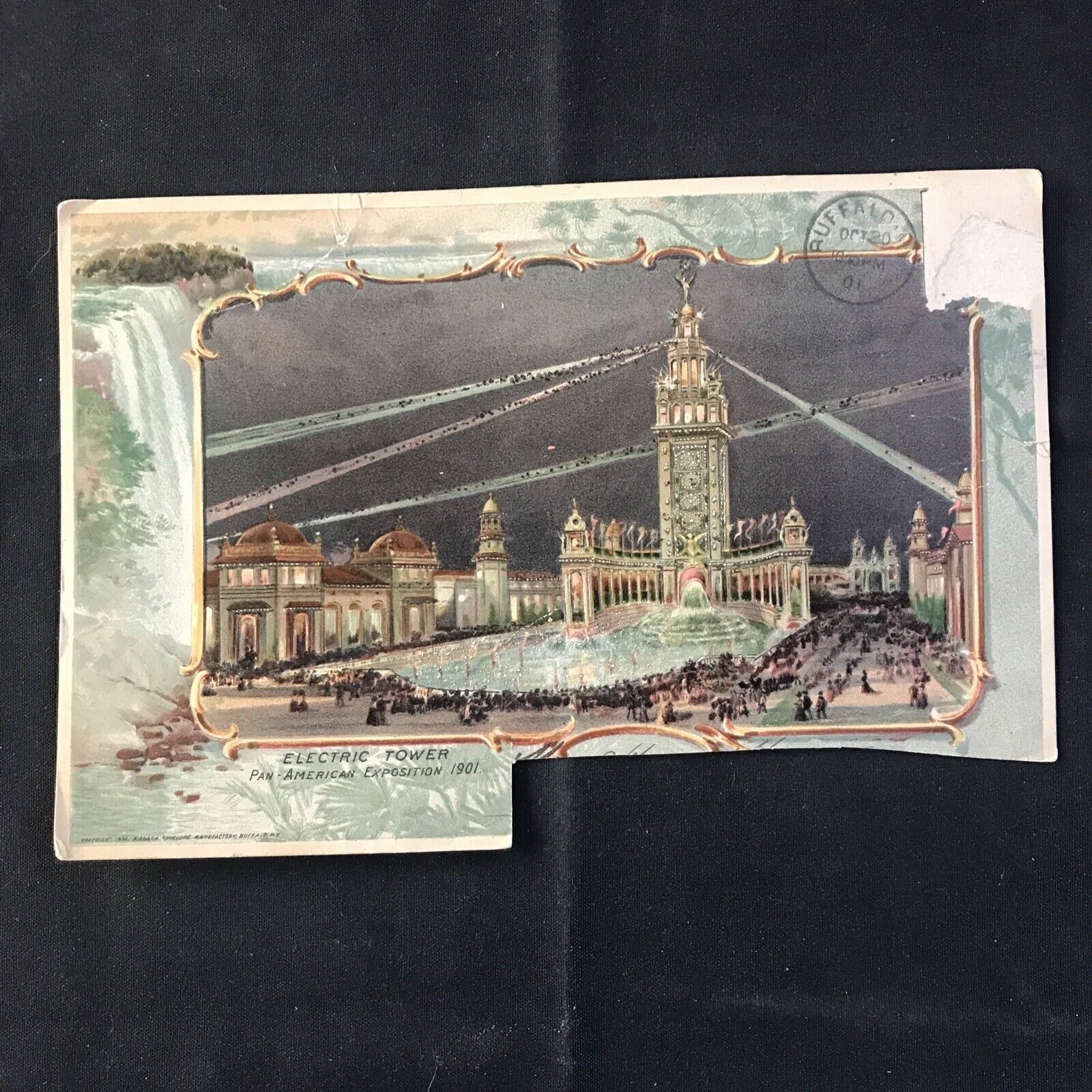 Pan American ￼ ￼ Exposition  ￼1901 Electric Tower Large Postcard with Glitter