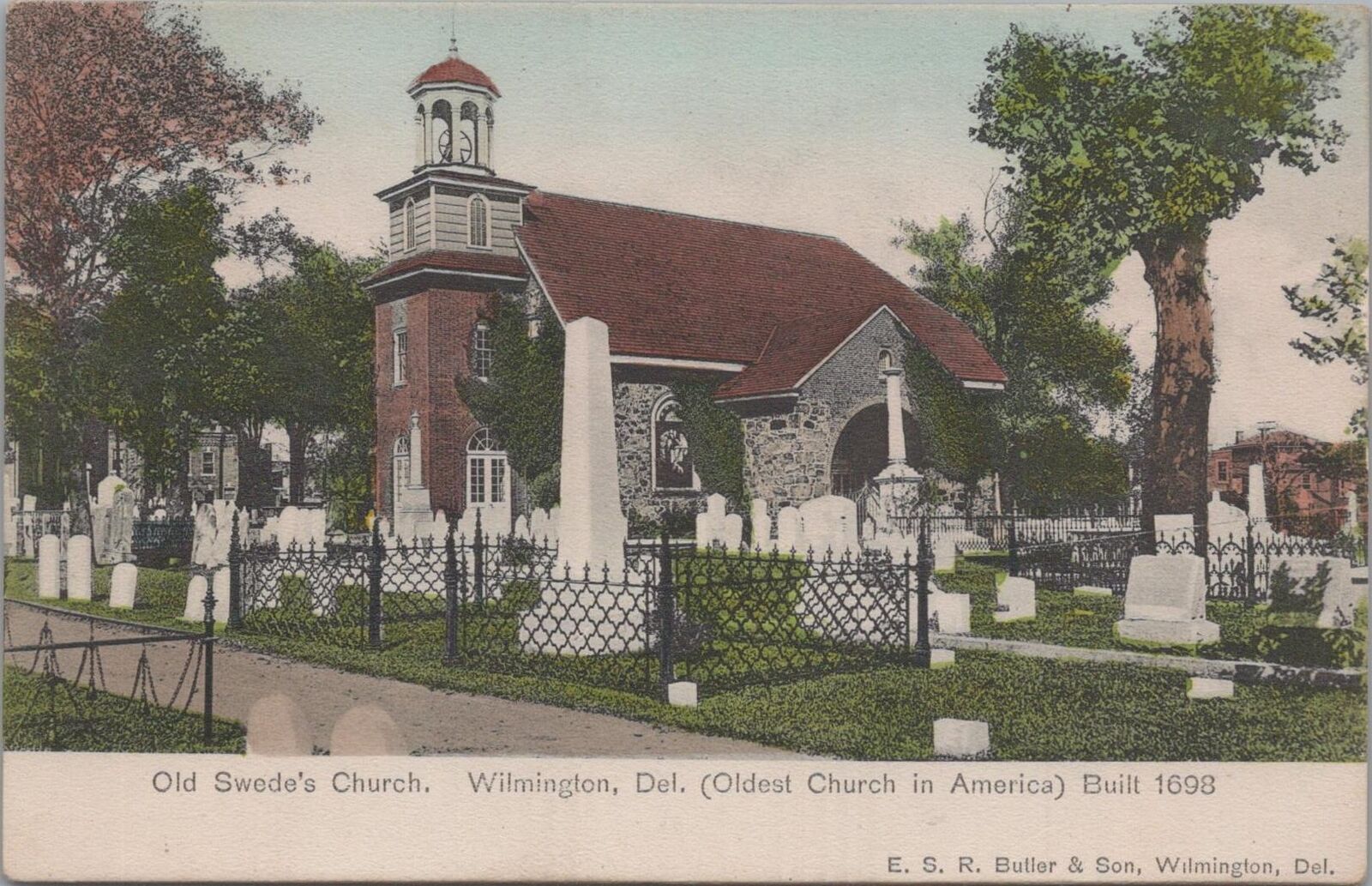 Postcard Old Swedes Church Wilmington DE Built 1698
