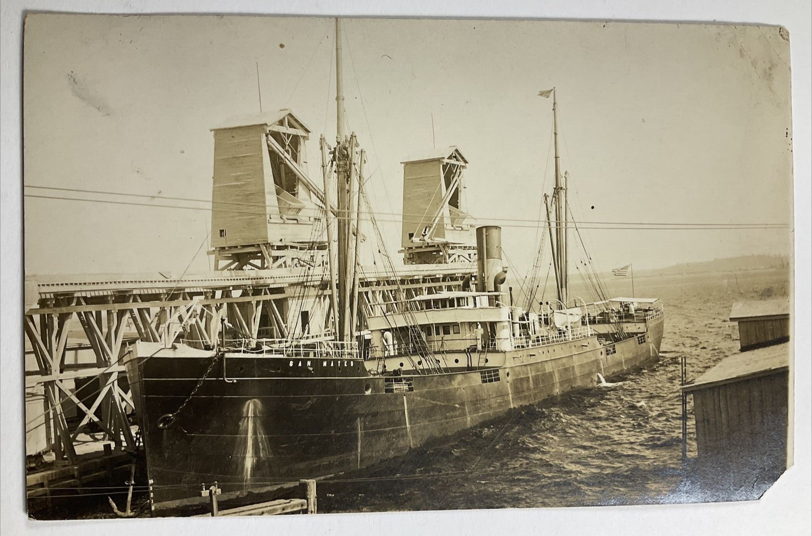1913 Baltimore, MD Steamer S.S. San Mateo at Dock RPPC Real Photo Postcard