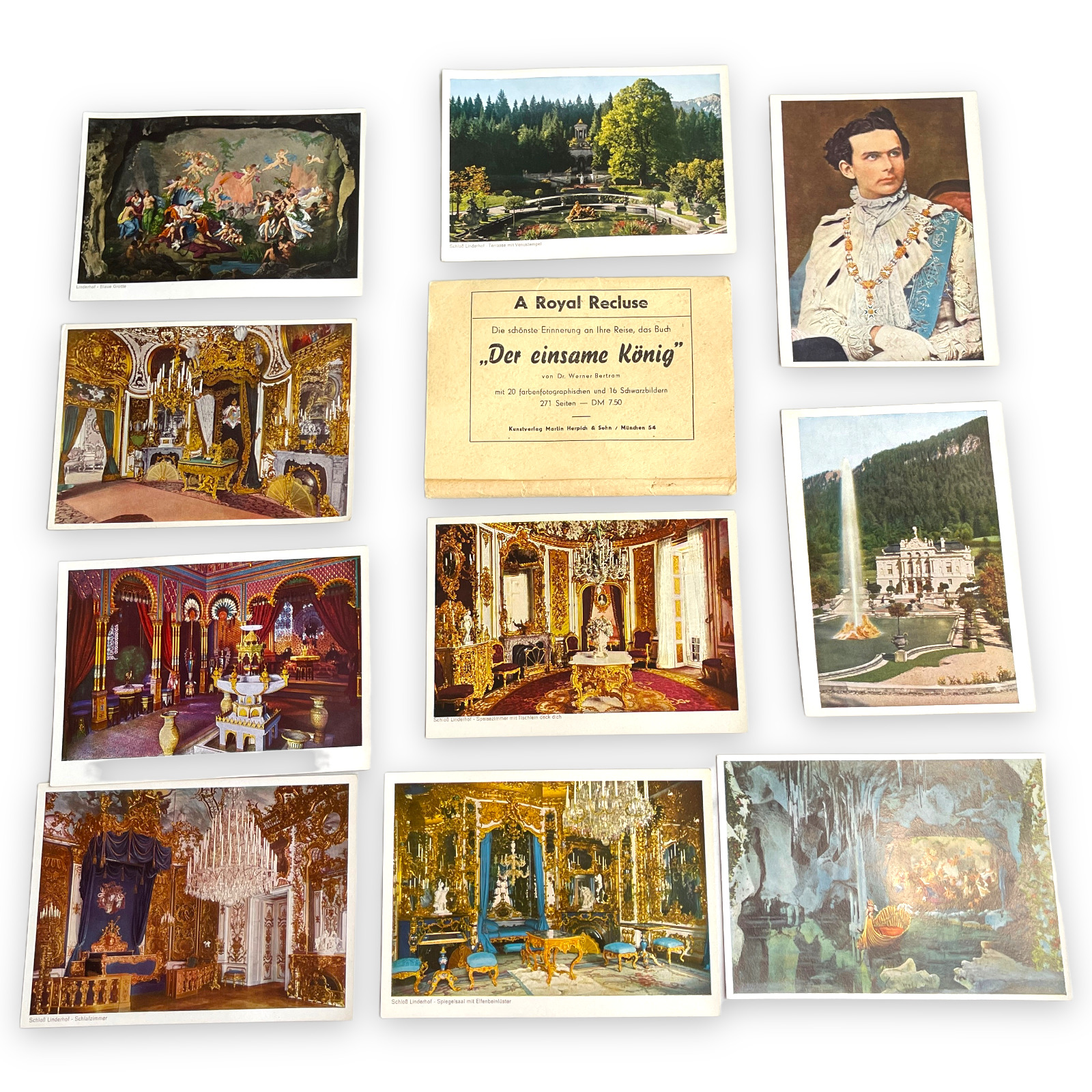 POSTCARD OF KING LUDWIG II A ROYAL RECLUSE AND CASTLE LINDERHOF PALACE VINTAGE