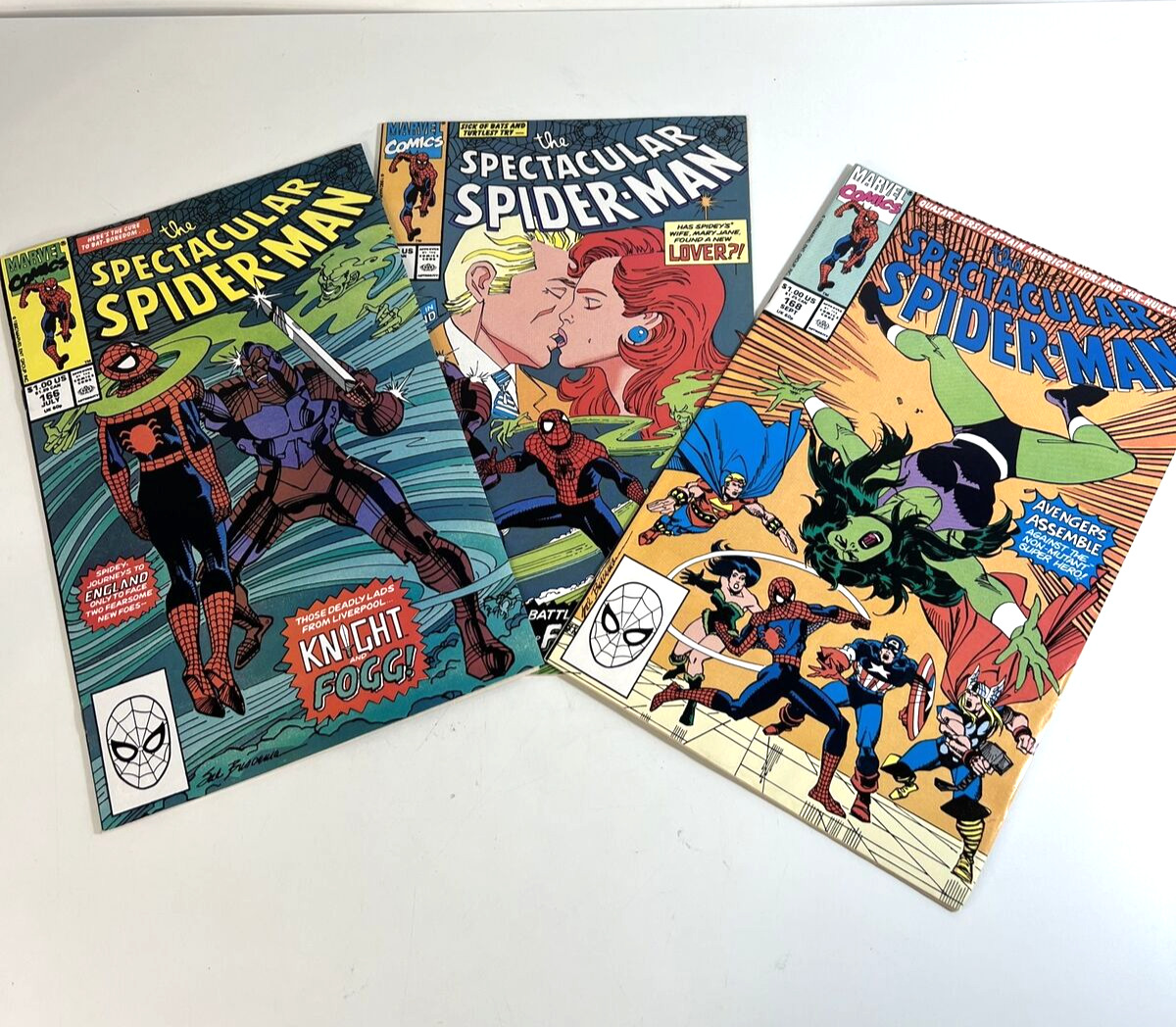 Marvel The Spectacular Spider-Man #166-#168 (Avengers) (1990) 3 Comic lot