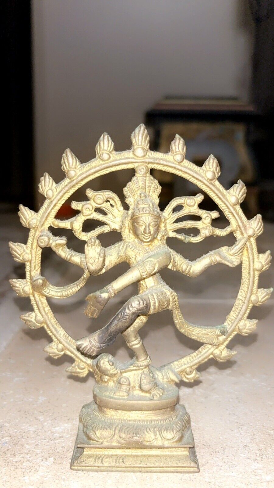 Nataraja Lord Shiva Hindu Goddess Of Dance Solid Brass Vintage Statue