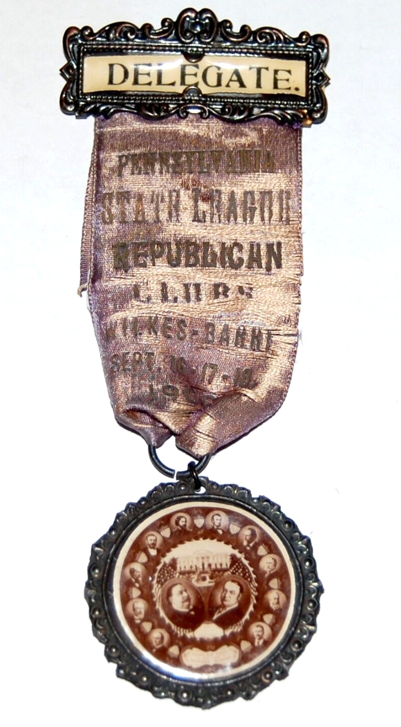 1908 WILLIAM H. TAFT DELEGATE BADGE James Sherman pin pinback button PRESIDENT