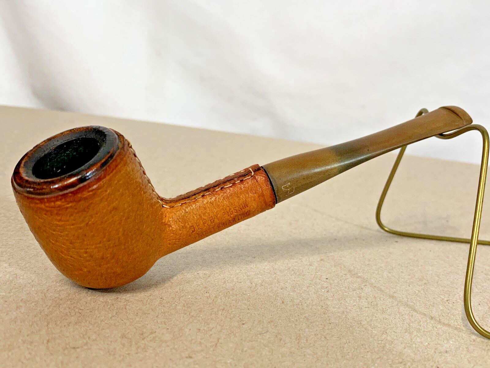 Derby Pigskin Leather Wrapped Finest Briar Italy Tobacco Smoking Pipe
