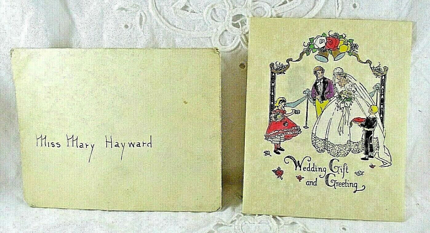 Vintage 1930\'s Wedding Greeting Card Parchment Paper Victorian Style Graphics