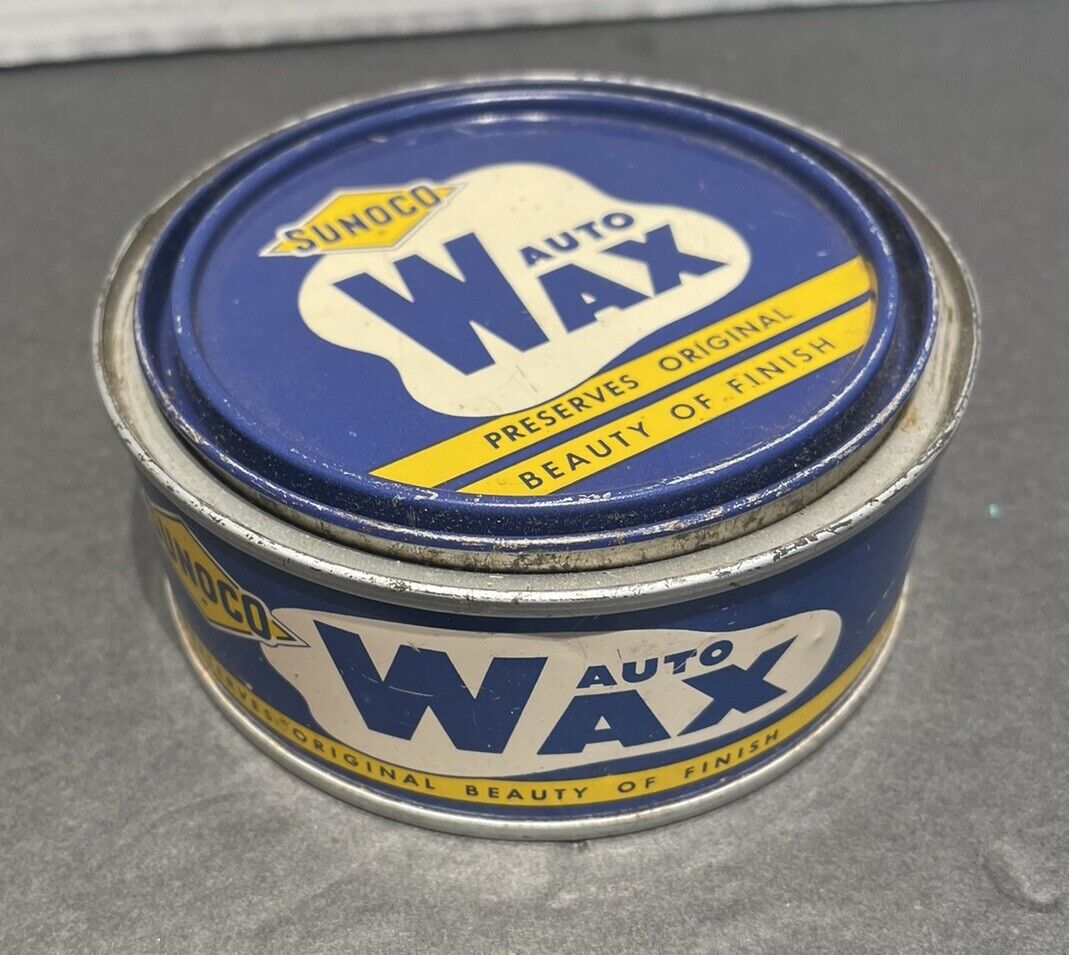 Vintage Rare Sunoco Auto Wax 7 oz Tin Can, Sun Oil Company
