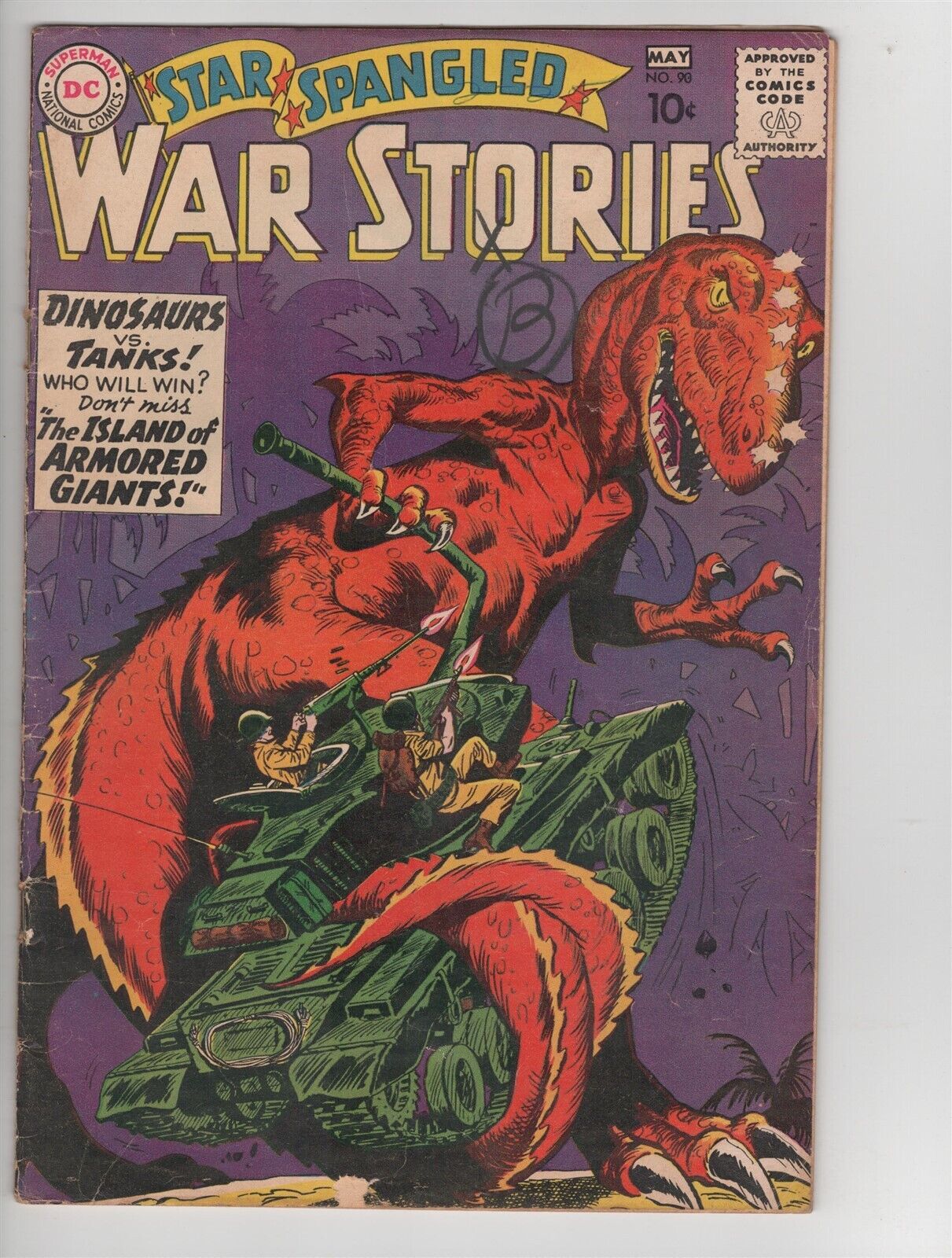 Star Spangled War Stories #90 GD to GD+ 1st Dinosaur Island Ross Andru 1960