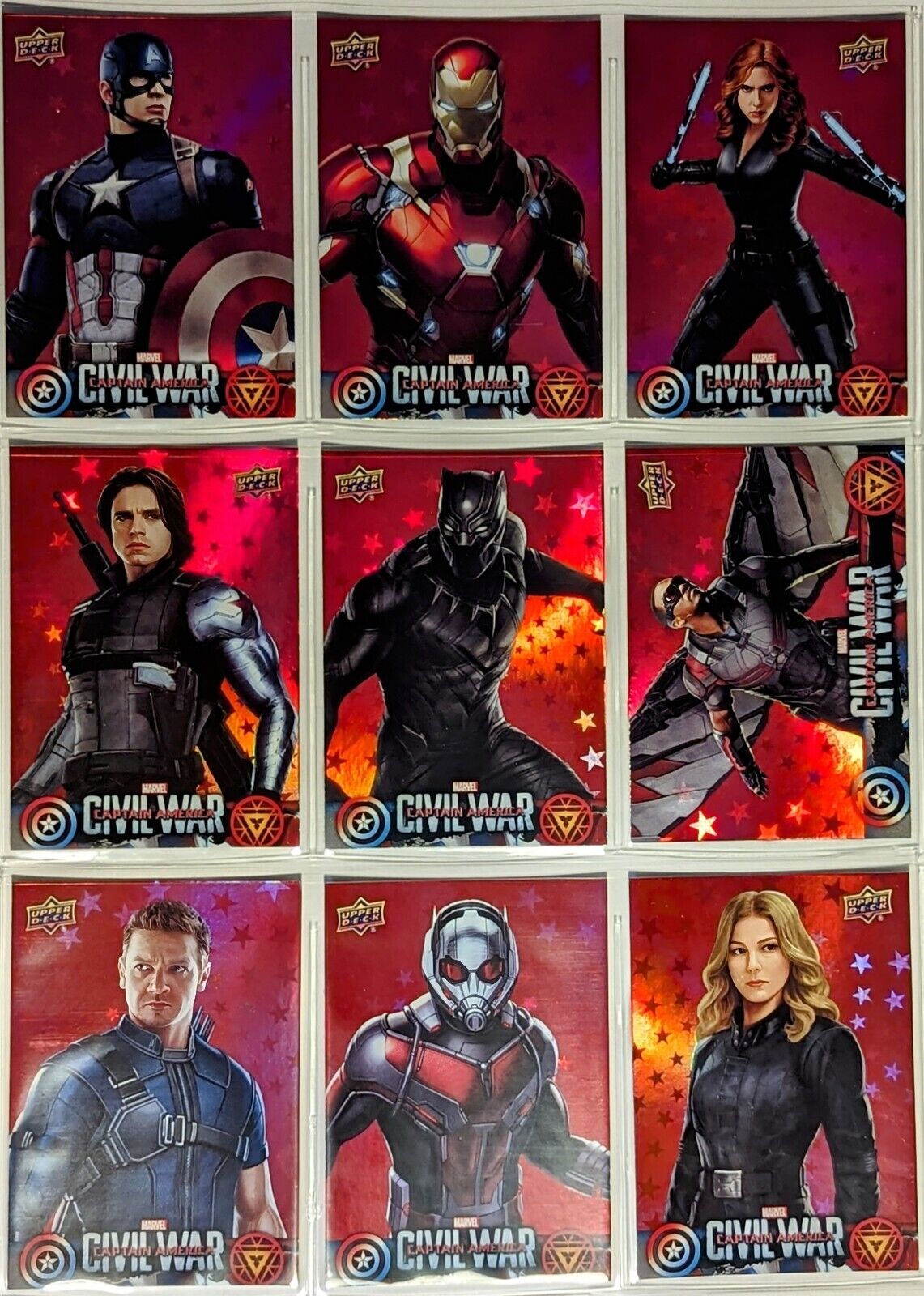 2016 Upper Deck Captain America Civil War Walmart Exclusive Red Foil 50 Card Set