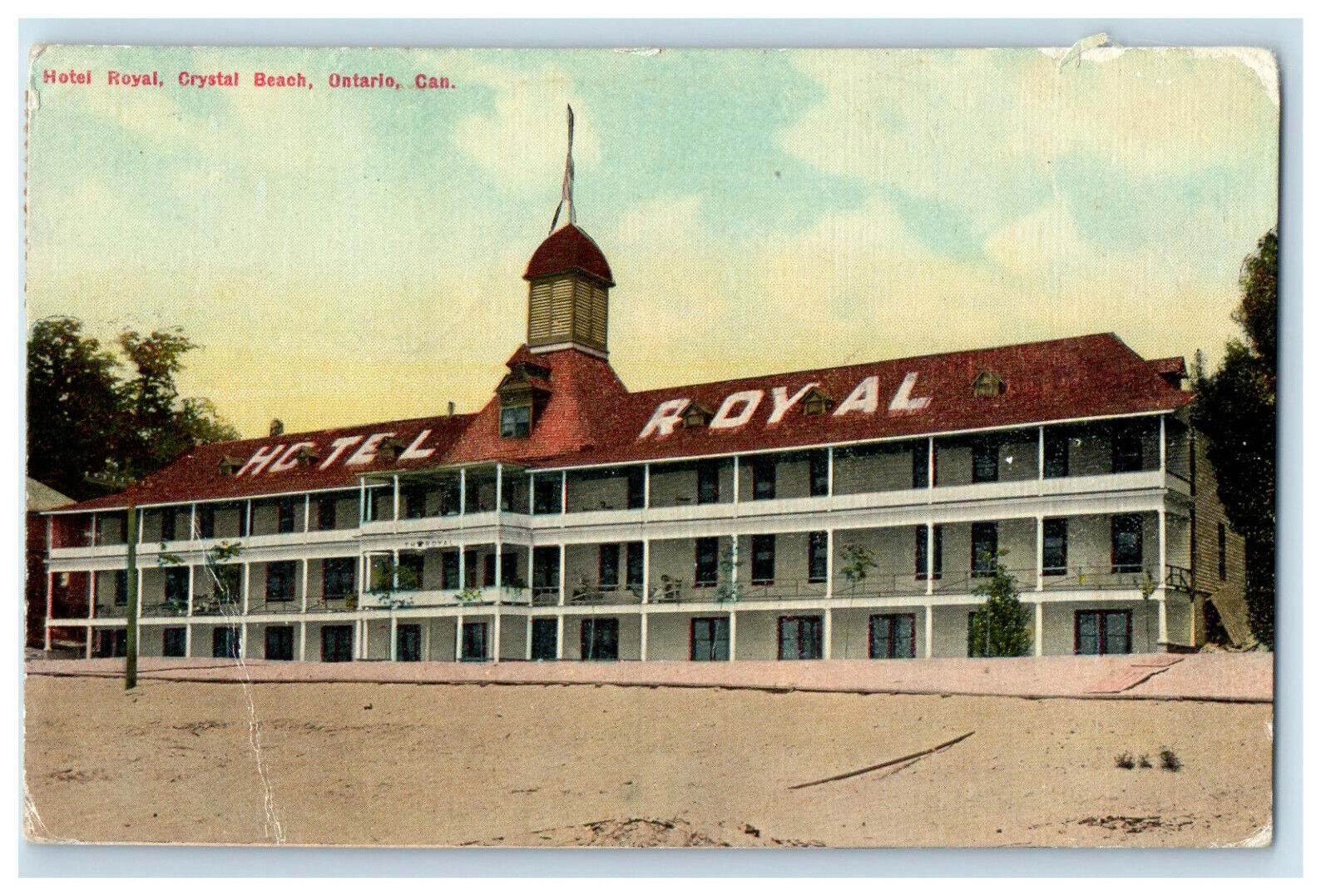 1912 Front View, Hotel Royal Crystal Beach Ontario Canada Posted Postcard