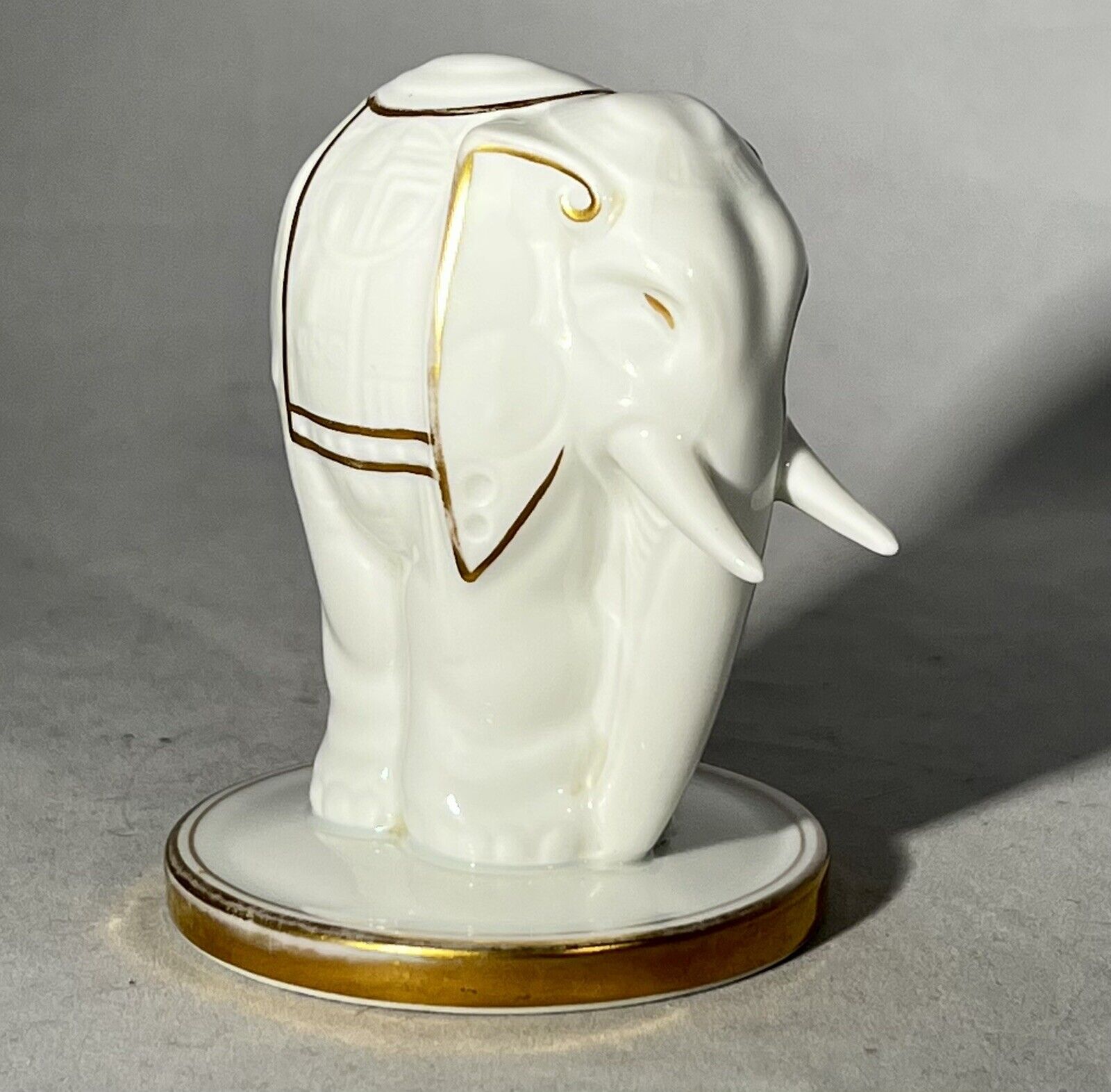K&A Krautheim Selb Bavaria Elephant Figurine Porcelain White And Gold 1922-1945