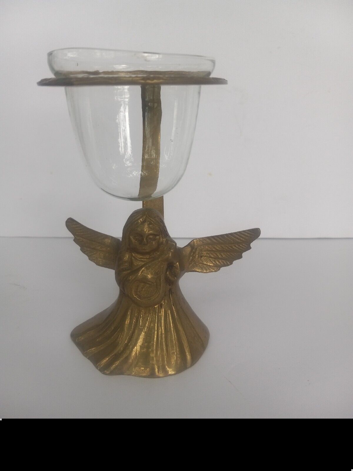 Brass Angel Cherub Christmas Votive Holder Ornate Vintage Holiday Decoration 