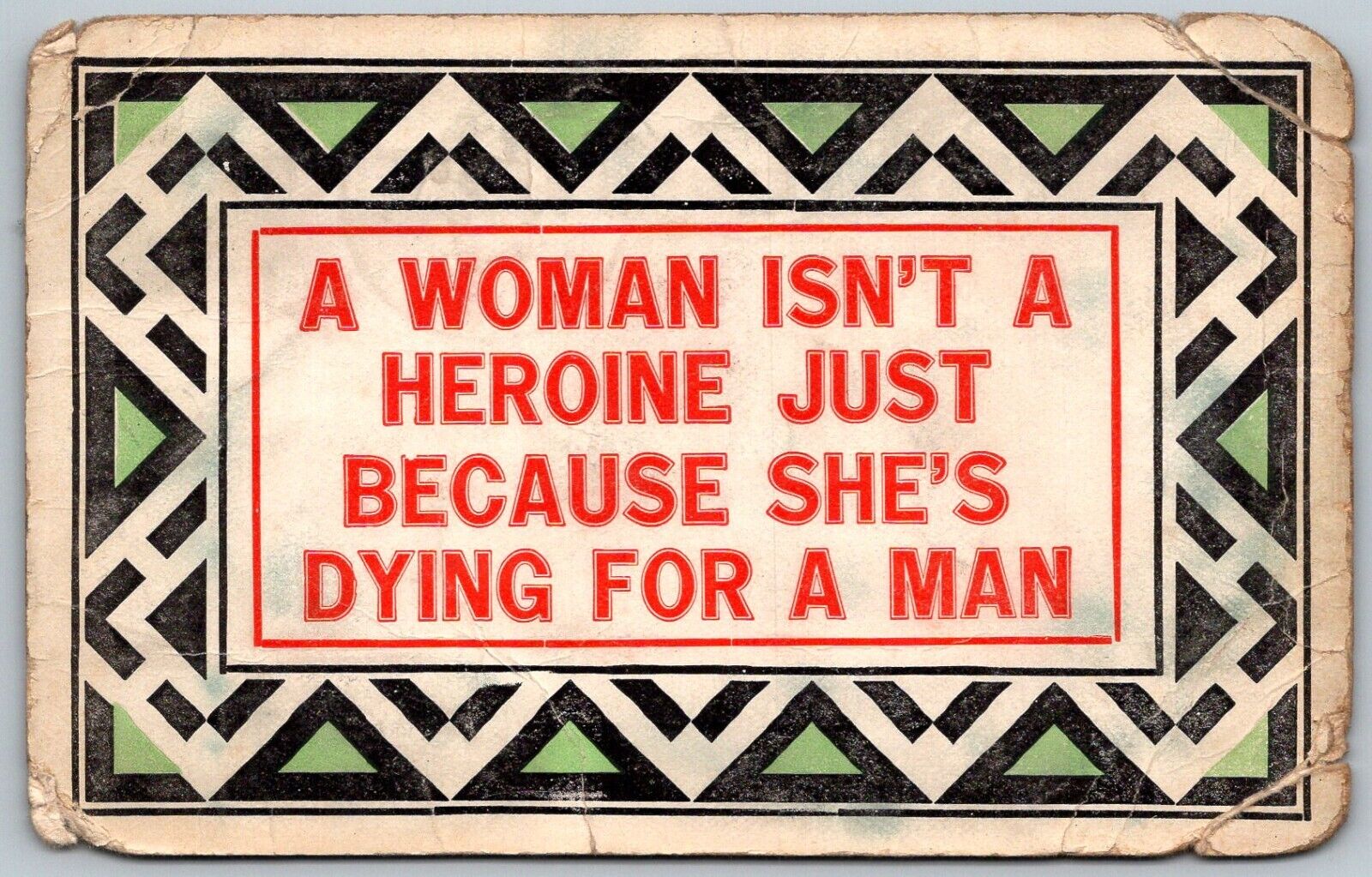 COMIC 1907 Postcard Woman Isn\'t A Heroine Dyeing For A Man Westerville Ohio