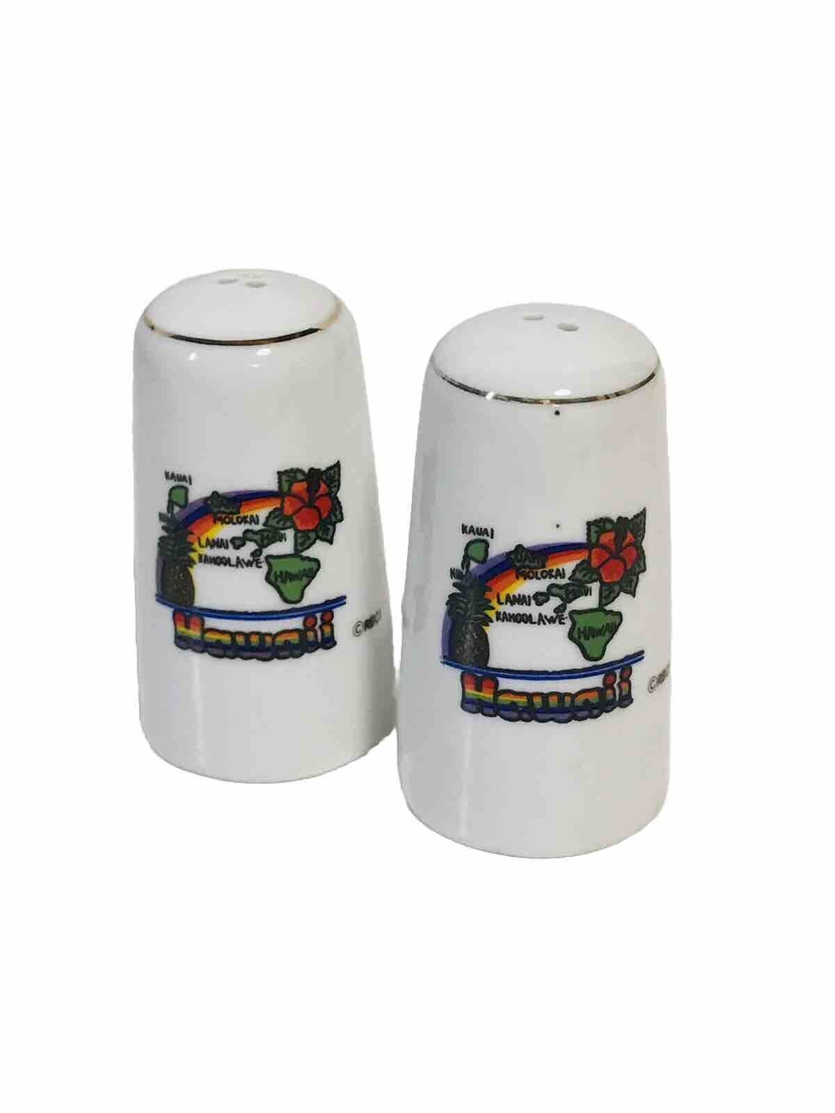 Vintage Colorful Hawaii Souvenir Ceramic Salt & Pepper Shakers Set