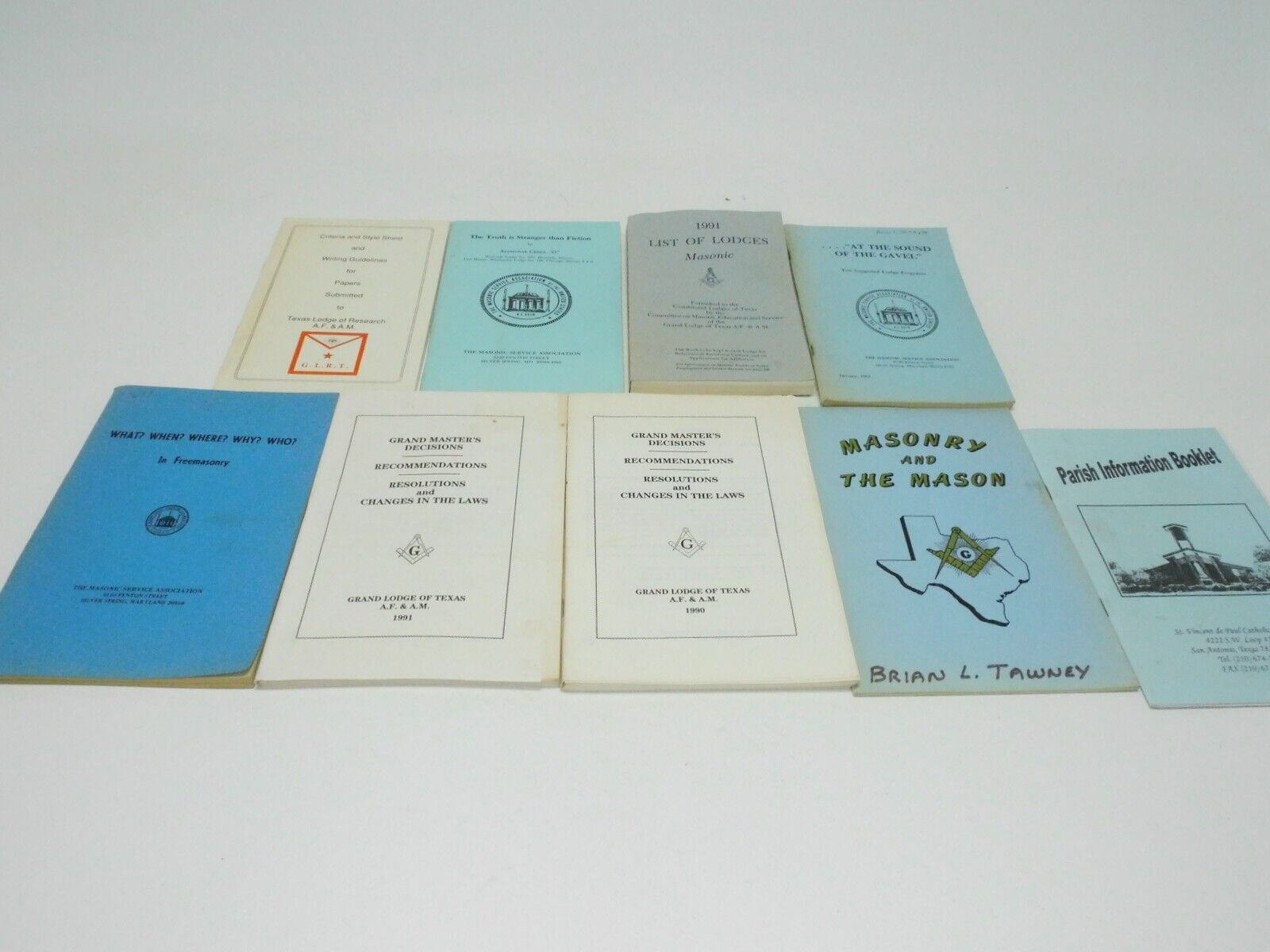 Lot of 9 Masonic Books 1980\'s-90\'s Grand Master Decisions List of Lodges Program