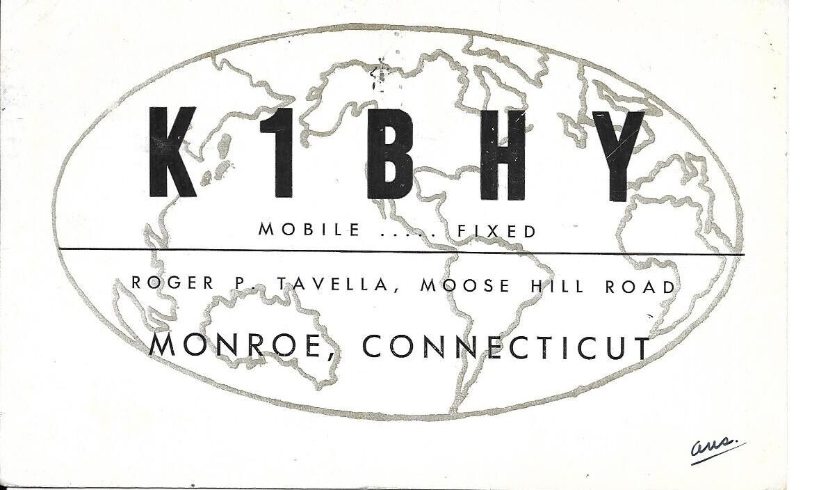 QSL  1958 Monroe CT   radio card