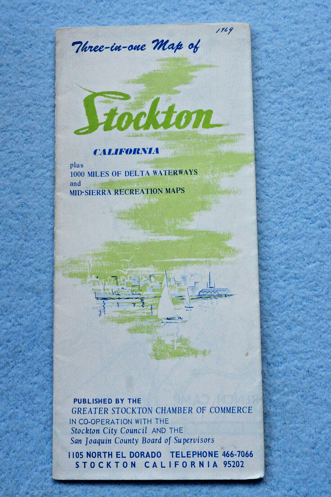Stockton, California Map - Circa 1969