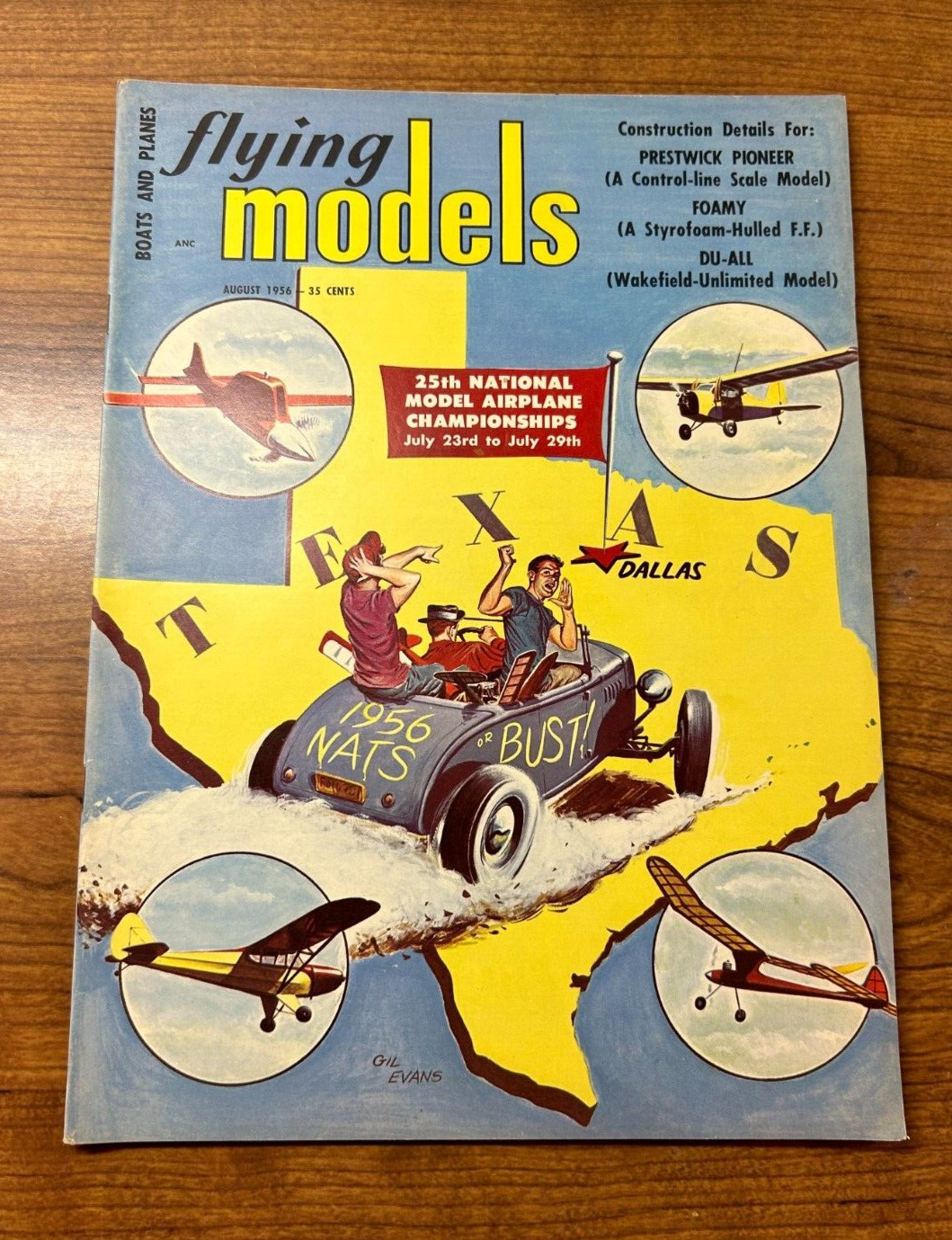 AUG 1956 MODEL BOAT PLANE FLYING MODELS MAGAZINE GIL EVANS COVER (023) 
