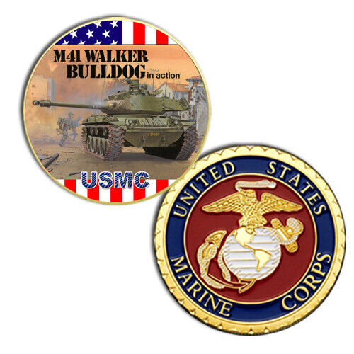 U.S. USMC Walker Bulldog | M41 | Gold Plated Challenge Coin