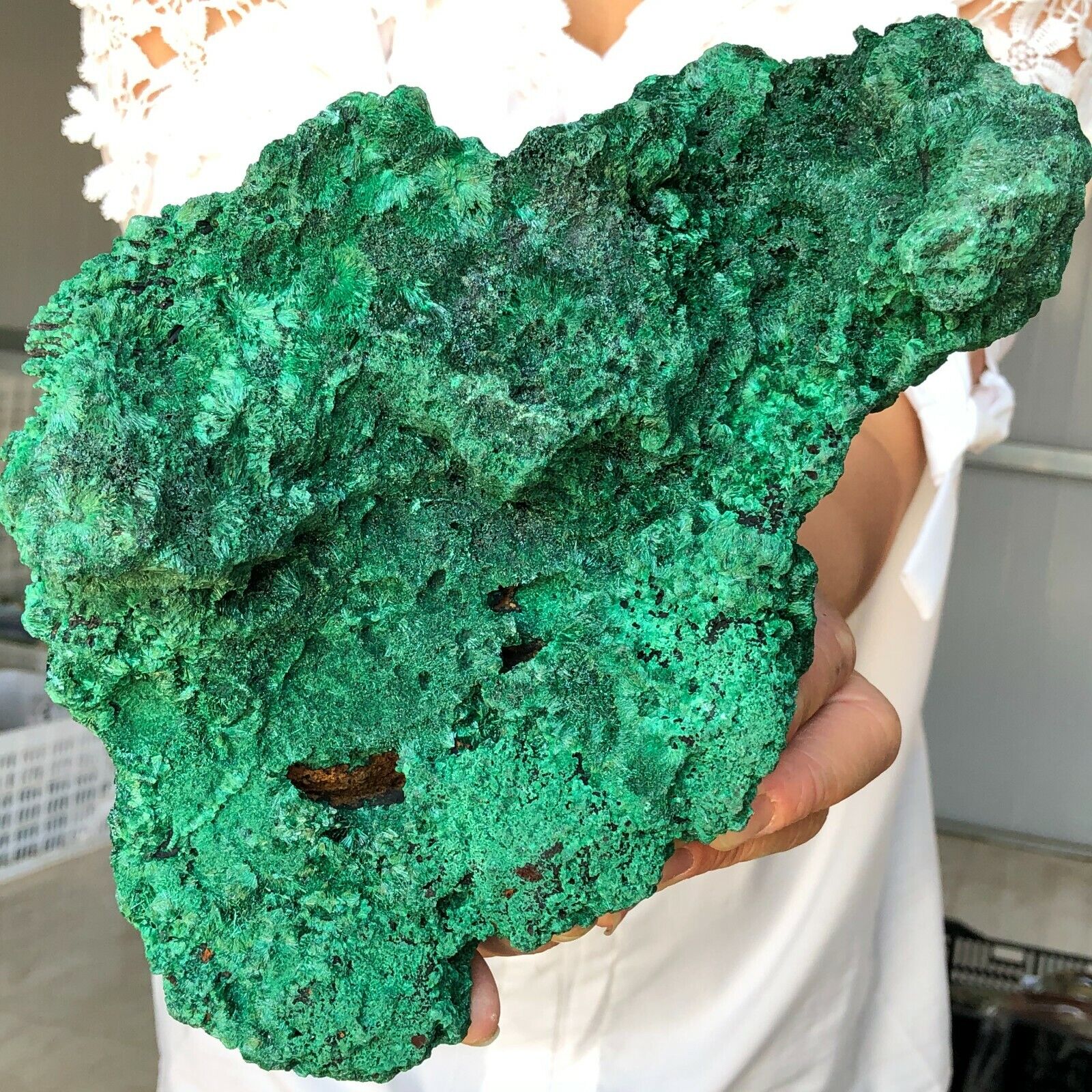 3047g A Grade Natural velet Green Malachite cluster Mineral specimen Congo V970