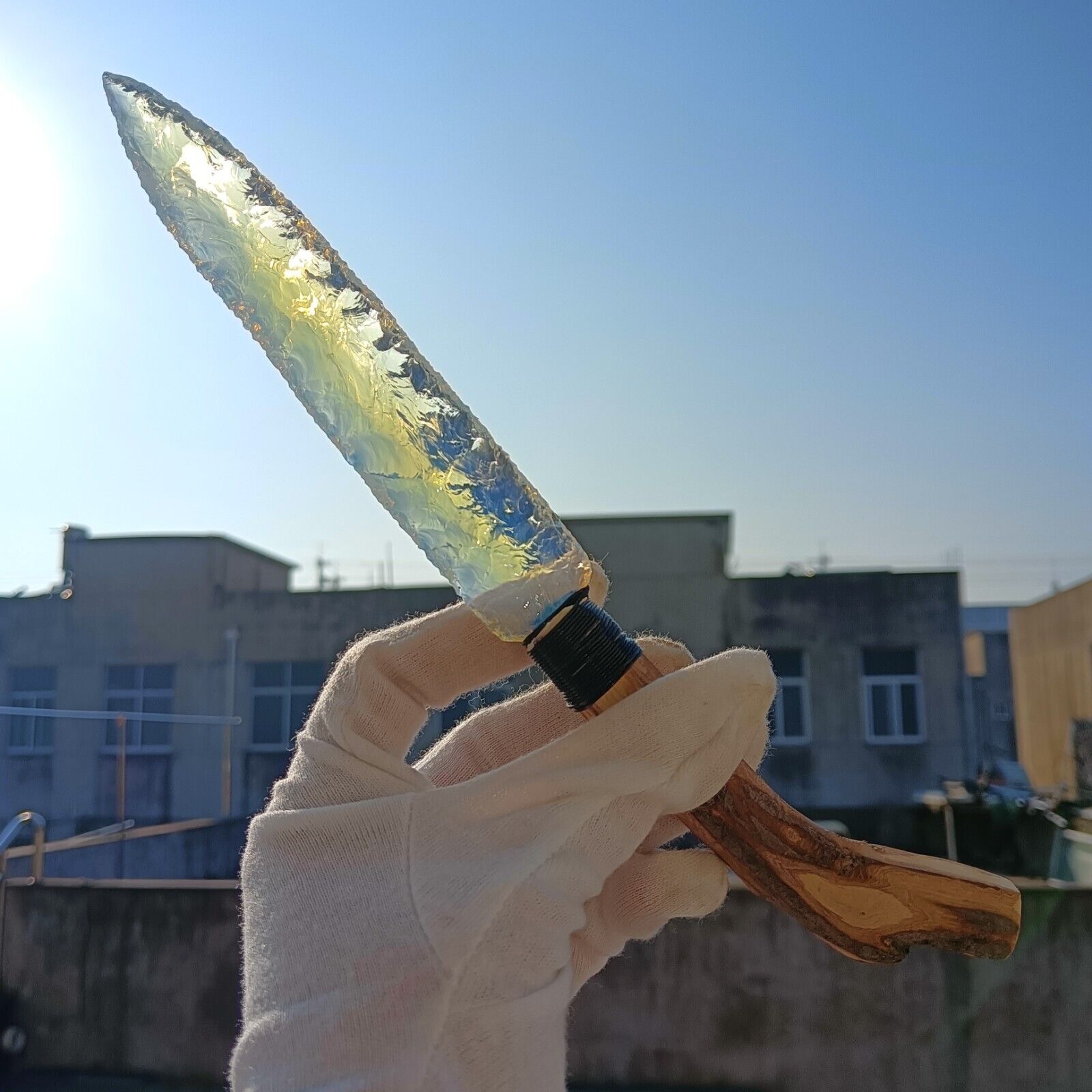 260mm hand carved  opal crystal dagger DLY quartz crystal knife