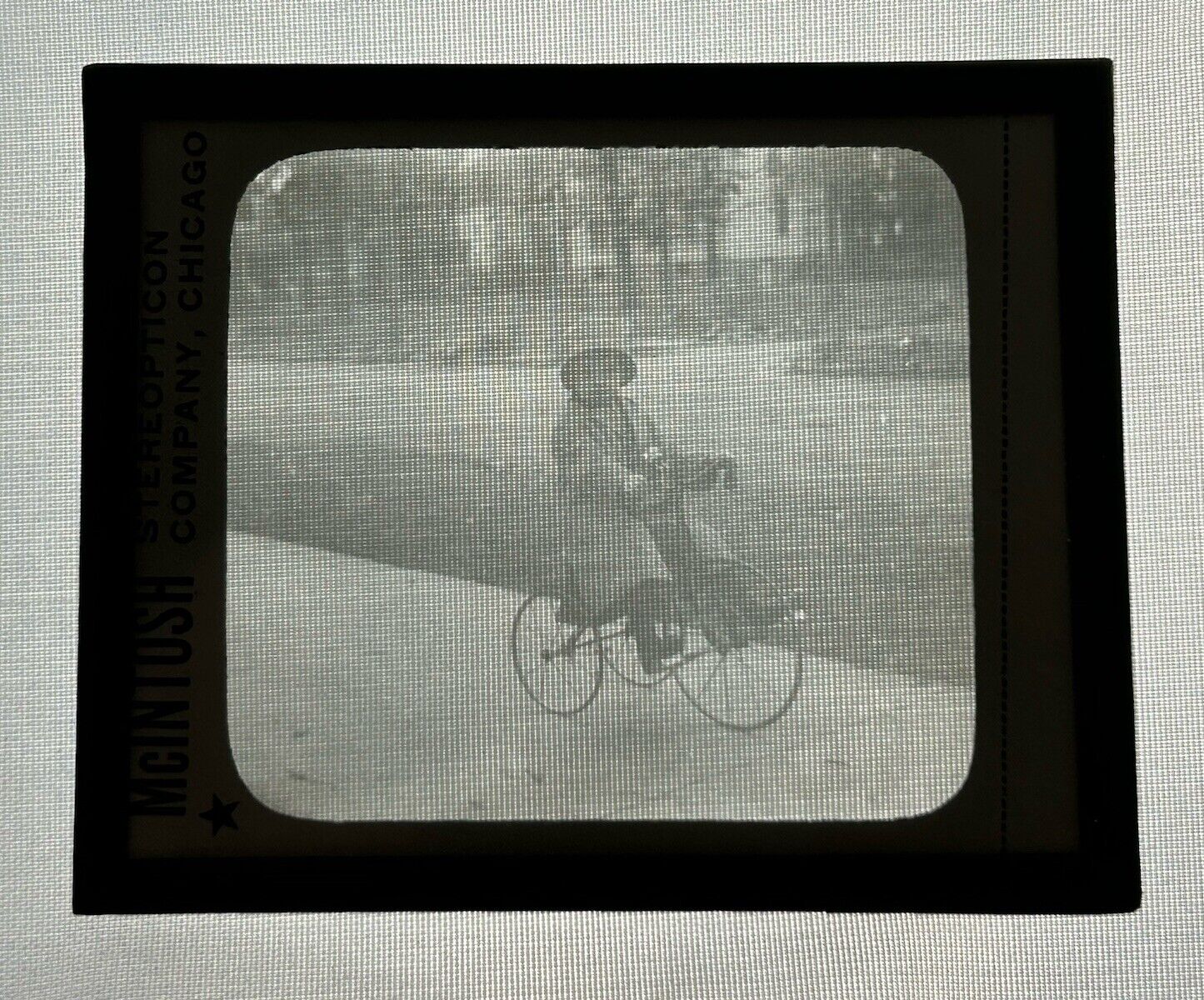 Antique Magic Lantern Glass Slide Girl on Tricycle #4