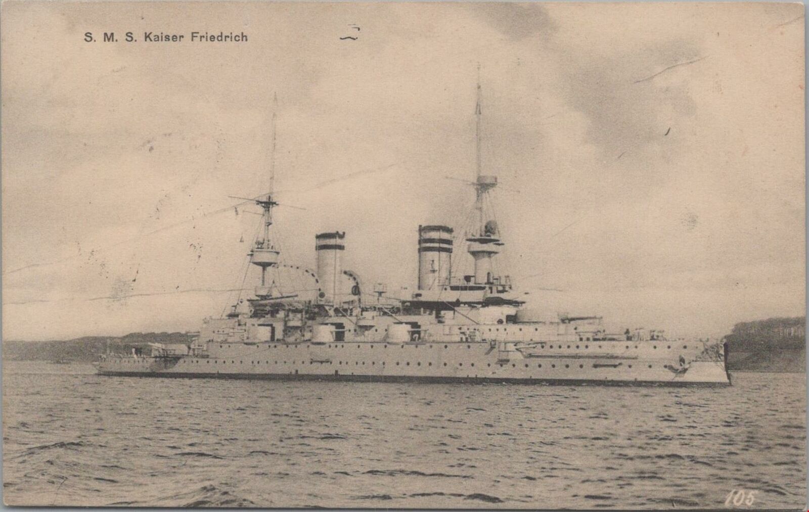 Postcard Ship SMS Kaiser Friedrich 