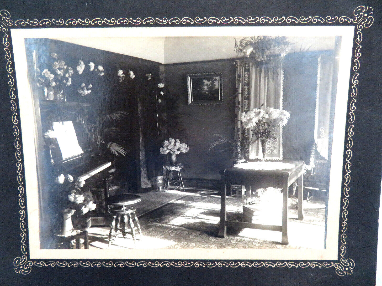 Early 1900\'s Interior Design Photograph Cabinet Card ~  Wedding Chapel Room