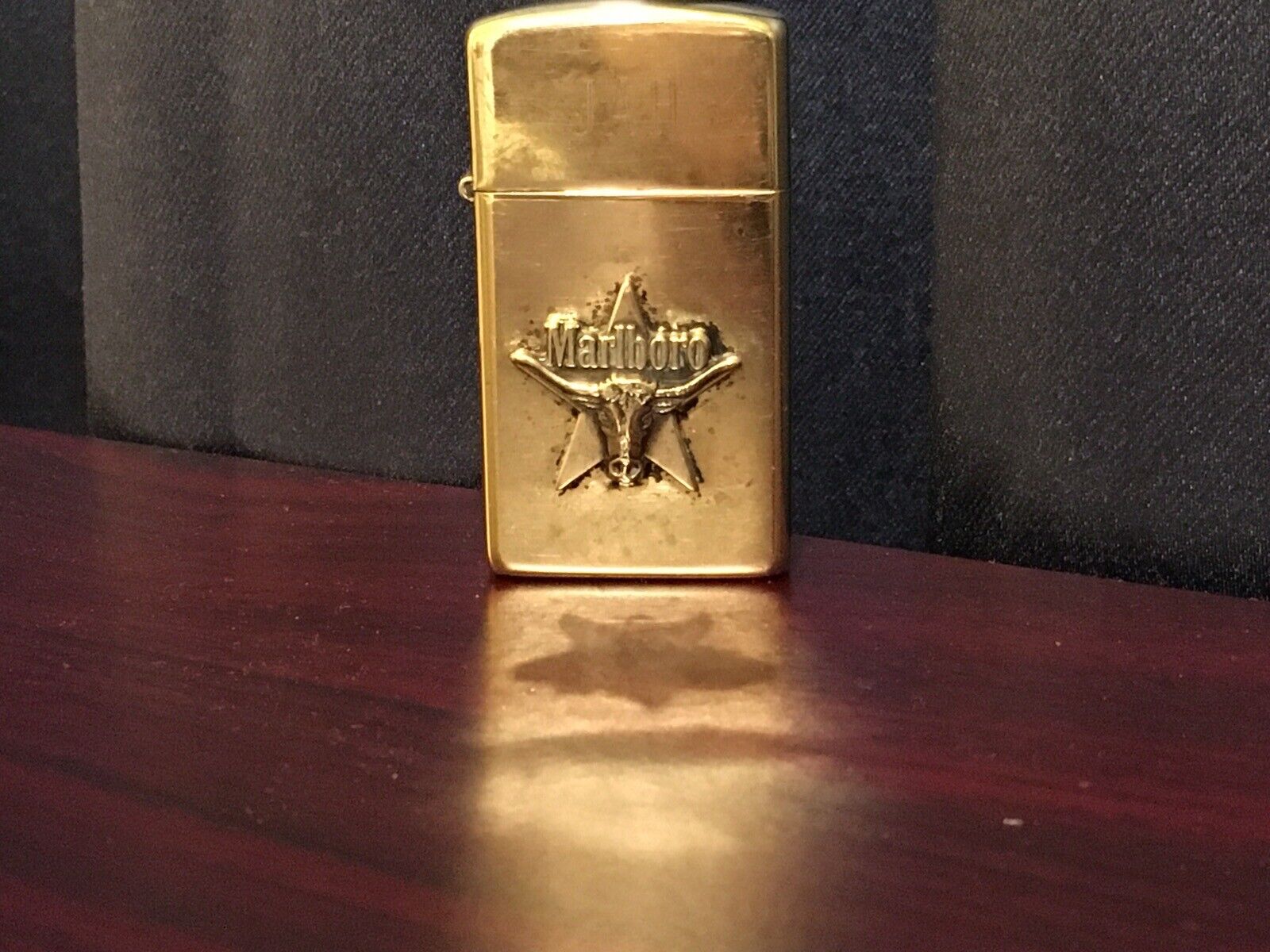 Vintage Gold Tone MARLBORO Lighter Bull 3D Zippo