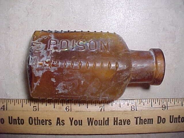 Neat antique brown larger poison bottle -New Mexico digging/detecting find