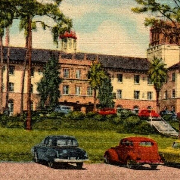 Vintage Linen Postcard Halifax District Hospital Daytona Beach, FL  Unposted VGC