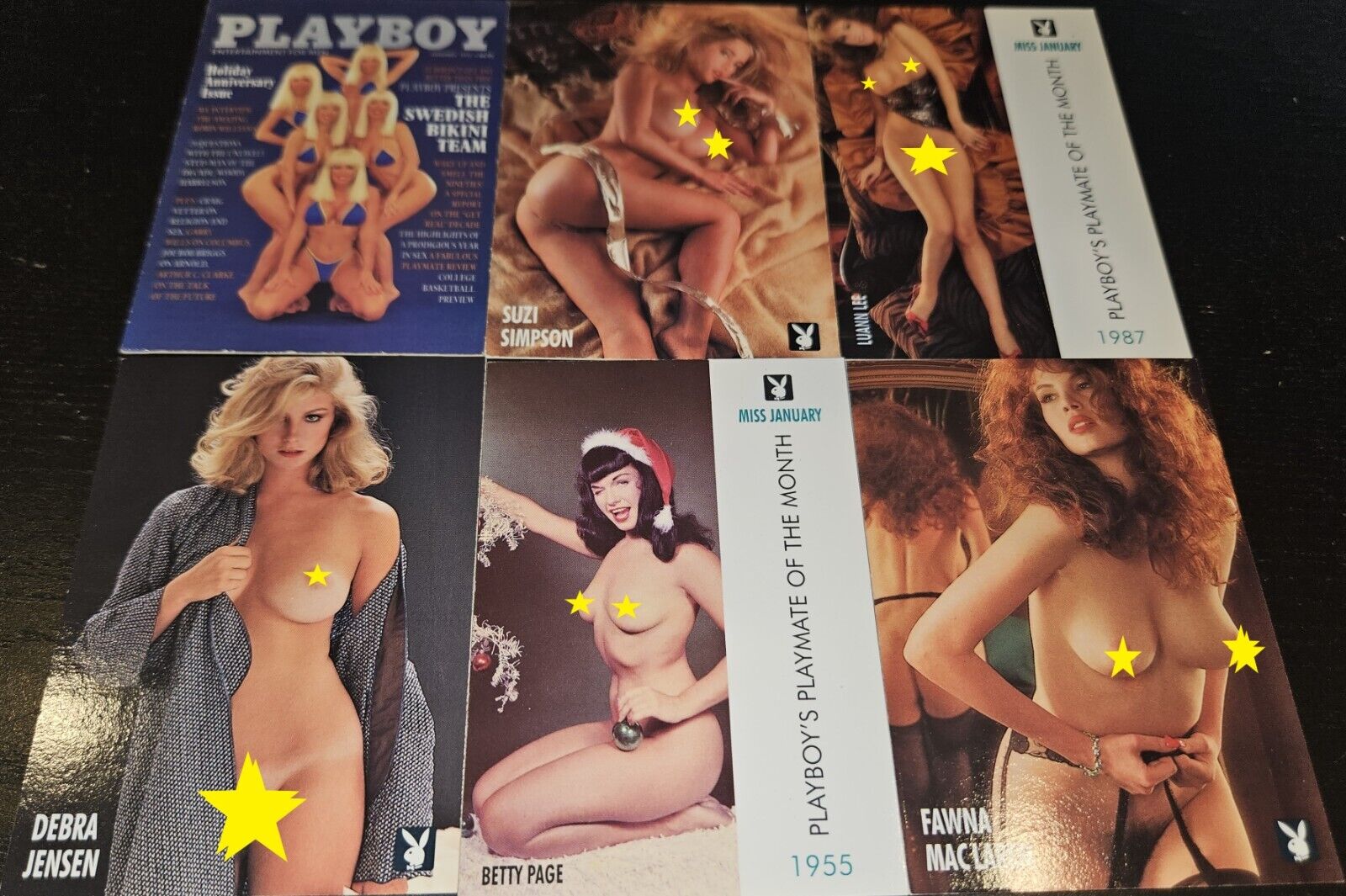 1993 Playboy Collector\'s Card Set of 6 Prototype Betti Page Swedish Bikini Team