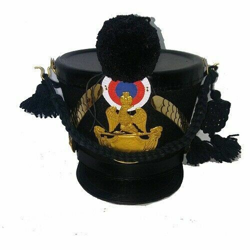 French Napoleon Shako Helmet + Black Pompom+Black Cordon &  