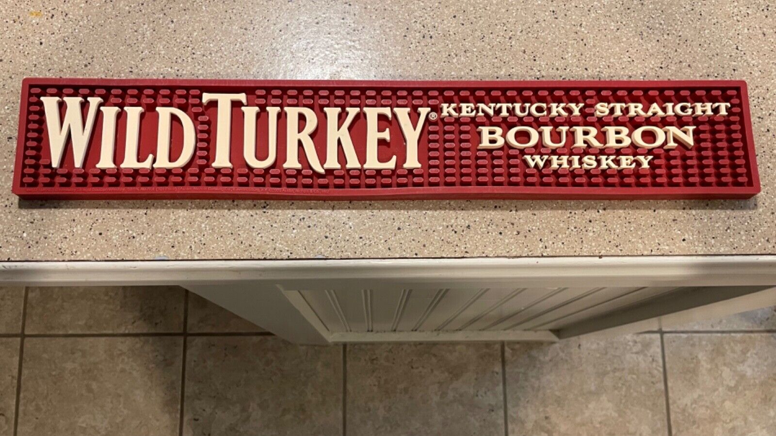 Wild Turkey Kentucky Straight Bourbon Rubber Bar Rail Red Man Cave Spill Mat