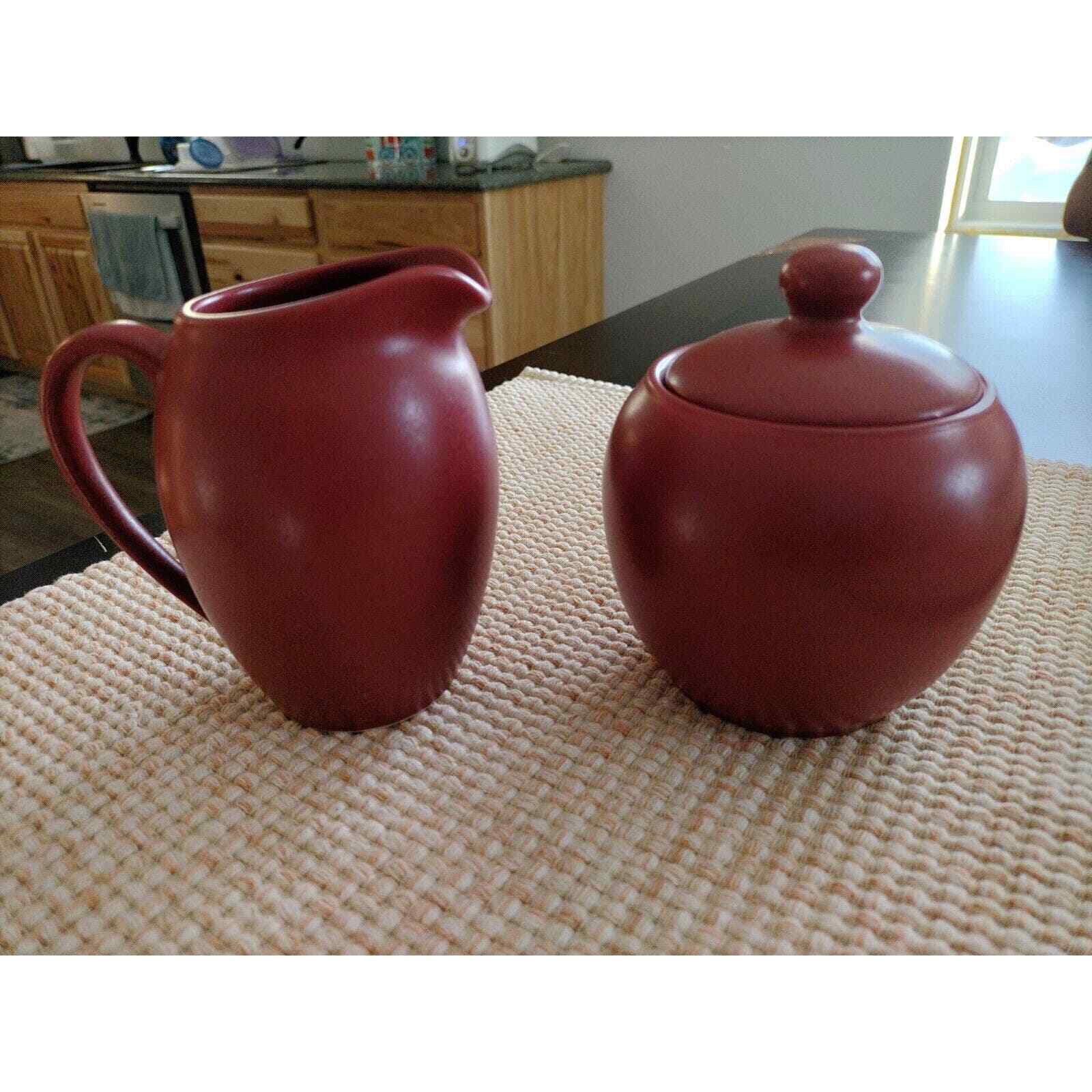 GORGEOUS NORITAKE COLOR WAVE RASPBERRY CREAMER AND SUGAR - VERY WELL BUILT
