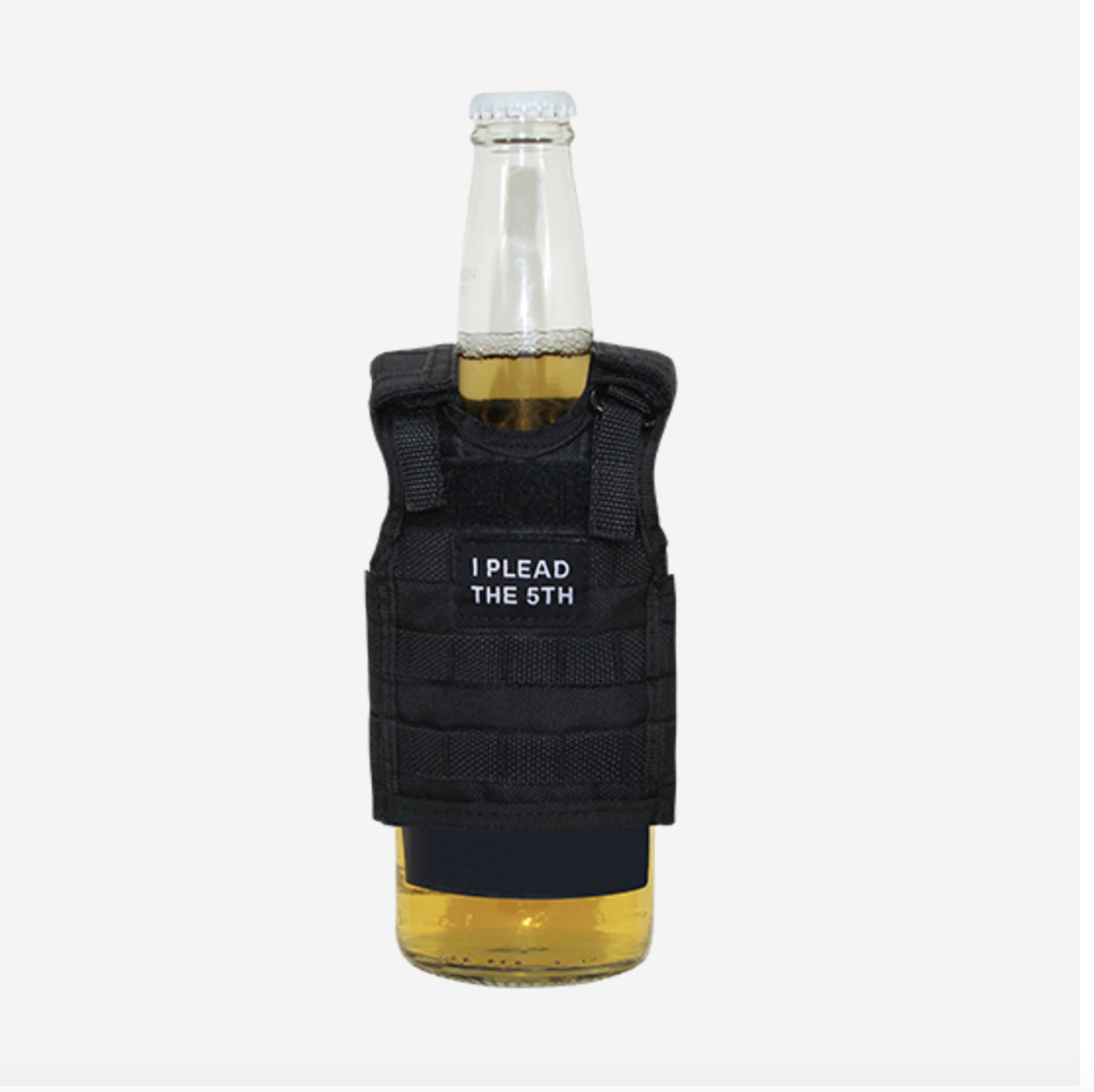 I Plead The 5th Fifth Bottle Cooler Beverage Insulator Tactical Vest Beer Soda