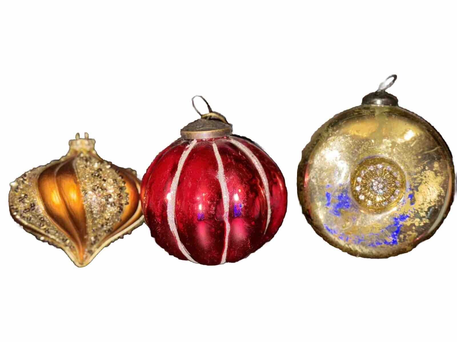 Vintage West Germany Glass Ornaments Set Of 3 Included