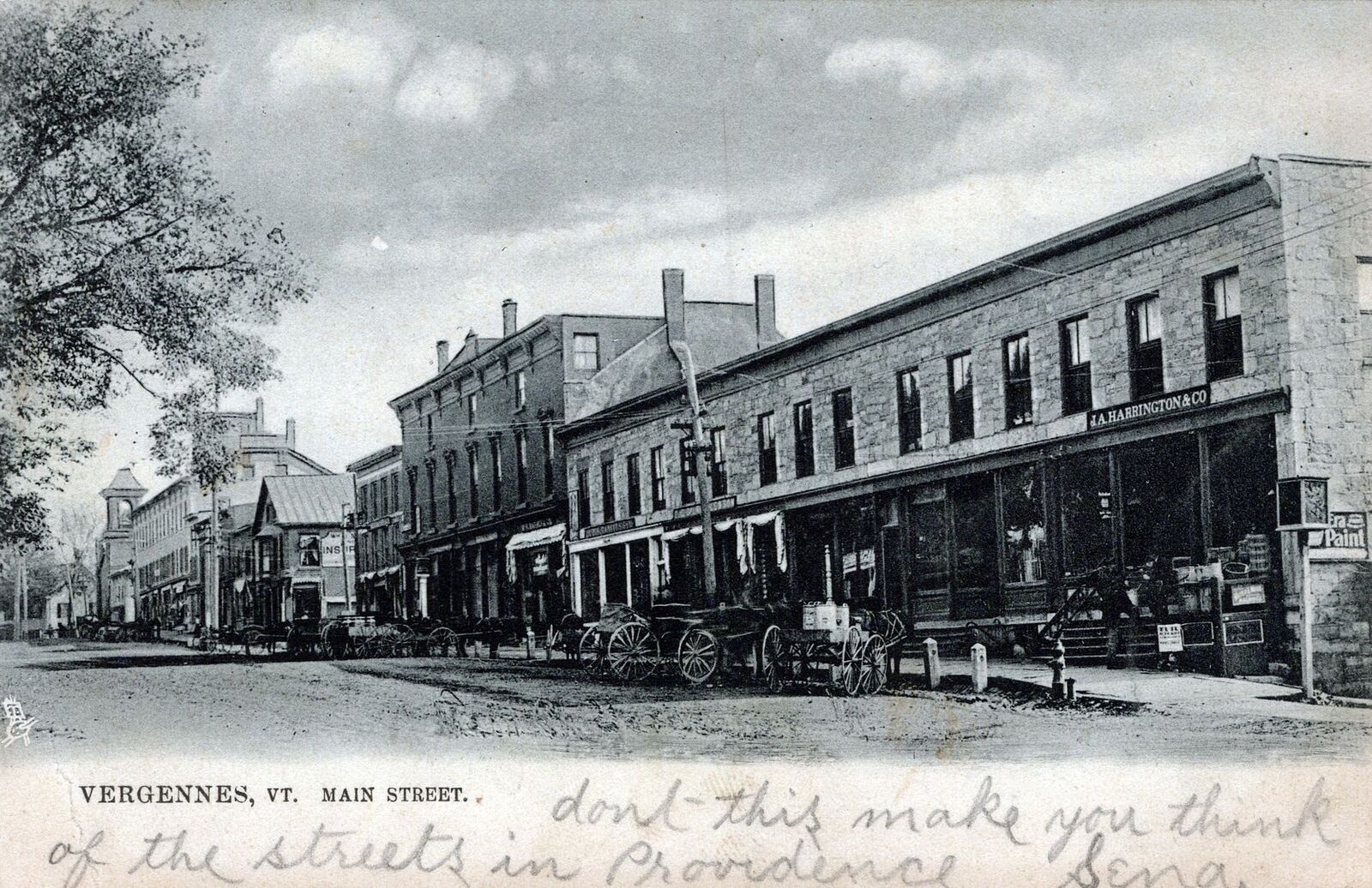 VERGENNES VT - Main Street Showing Parked Carriages Tuck Postcard - udb - 1907