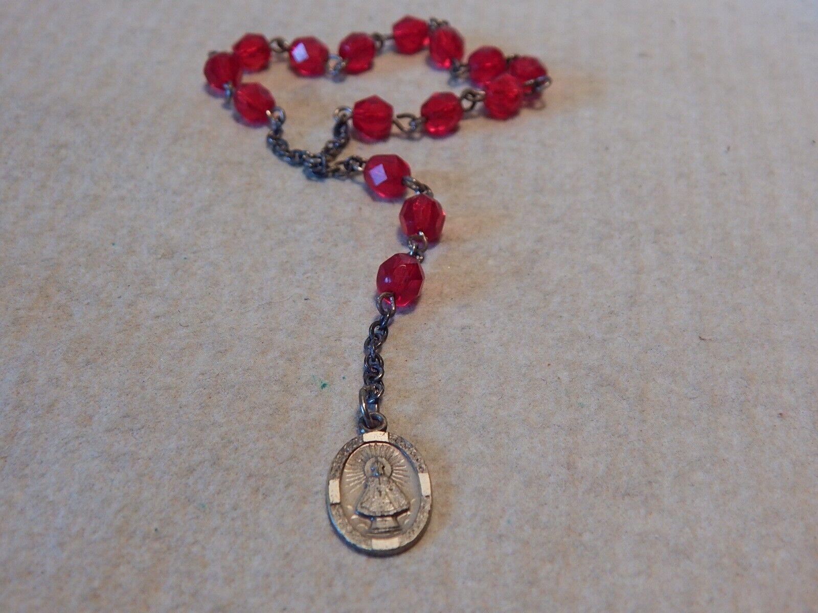 VTG 1950S 60S SMALL CATHOLIC QUICKIE ROSARY STERLING SILVER CHRIST CHILD