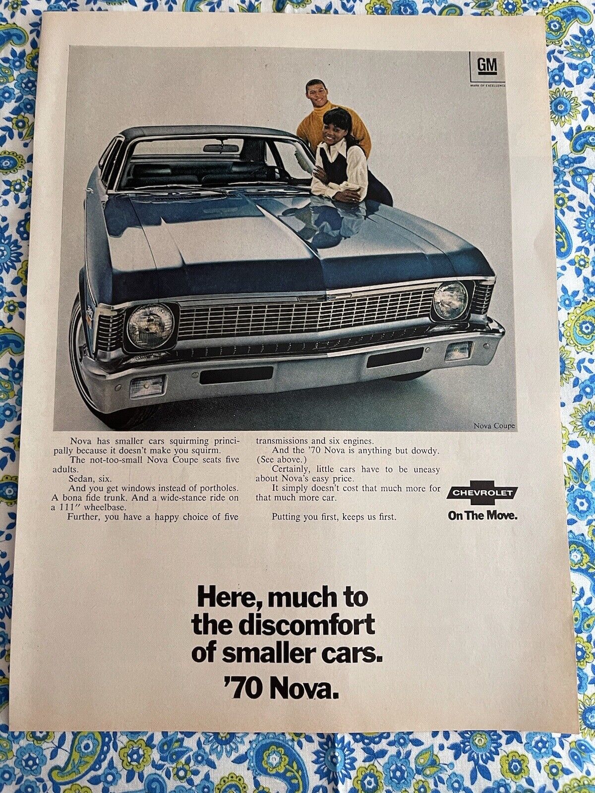 Vintage 1969 Chevy Nova Print Ad Introducing The 1970’s Model Nova