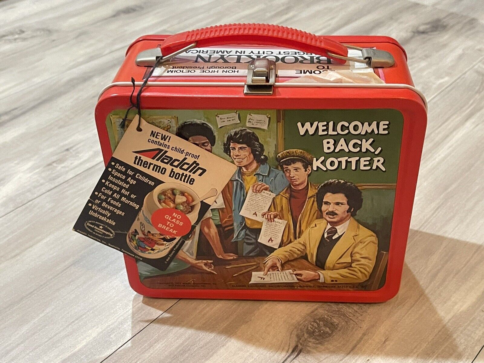 Super Rare Vintage 1977 Aladdin Welcome Back Kotter Metal Lunchbox Plus Thermos