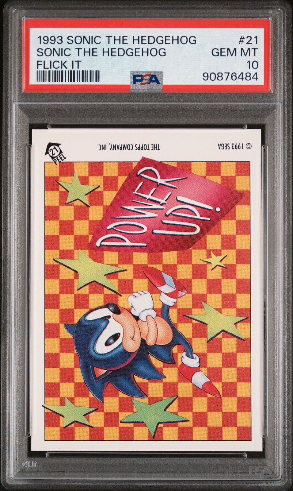 1993 Topps Sonic The Hedgehog Flick It Power Up #21 PSA 10