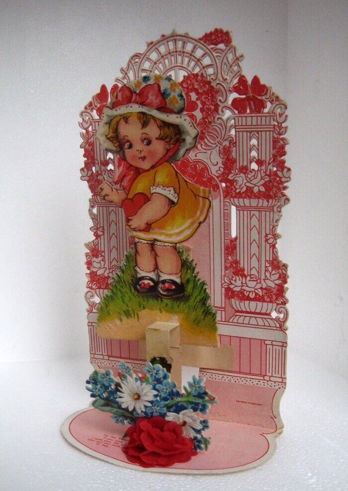 Early 20th C. Valentine\'s Card - 3 D - Folds out - Embossed - Die cuts EXQUISITE