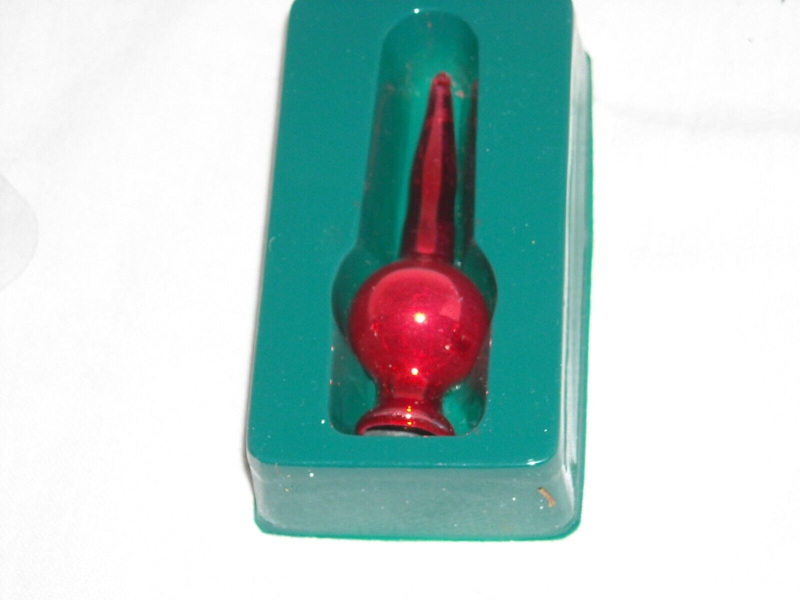 VINTAGE RED MERCURY GLASS MINIATURE CHRISTMAS TREE TOPPER 2.5” IN BOX