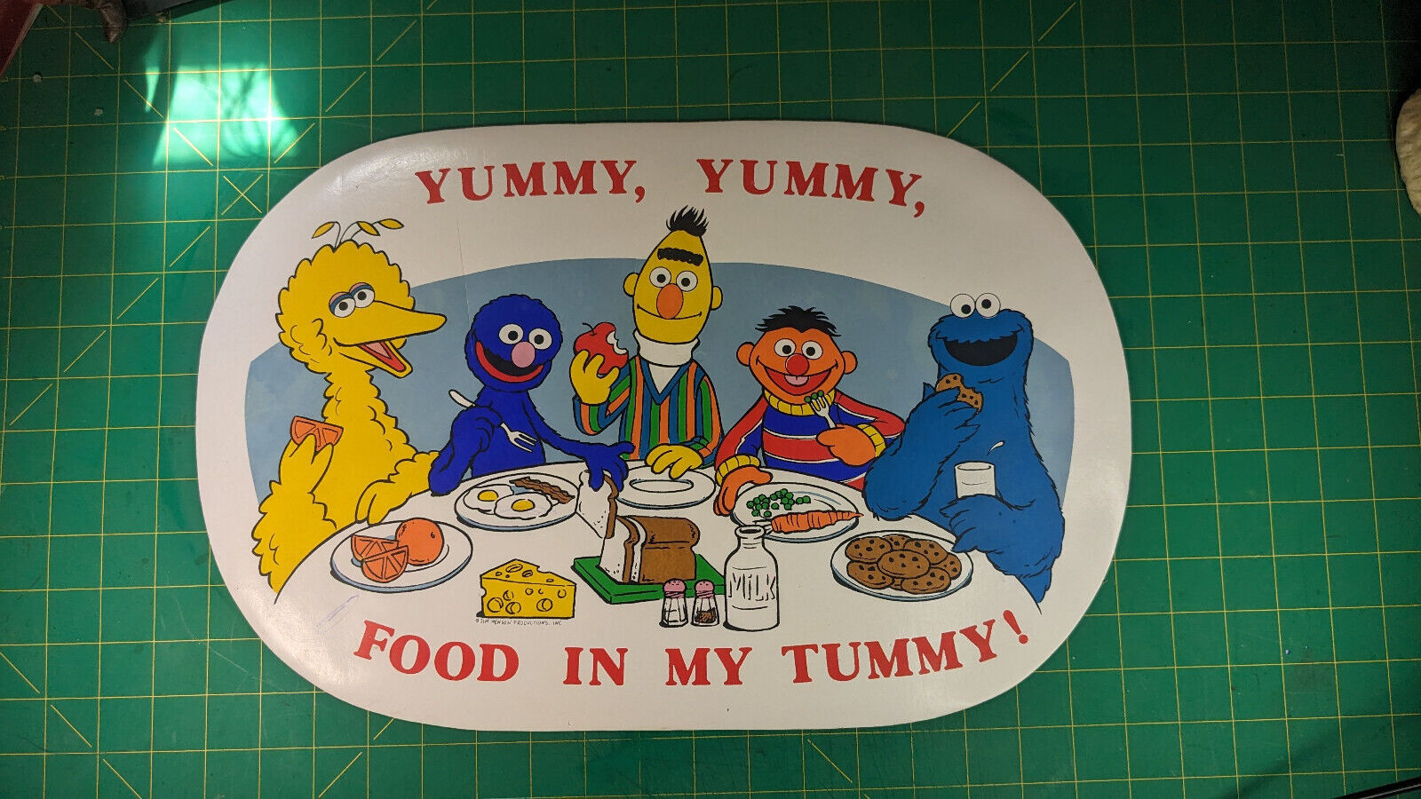 Jim Henson Sesame Street PVC PlaceMat Yummy In My Tummy VTG; *