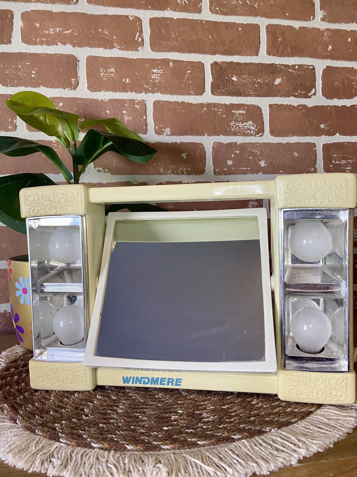 Vintage Retro Portable Travel Lighted Cosmetic Mirror 70s 80s Windmere WORKS