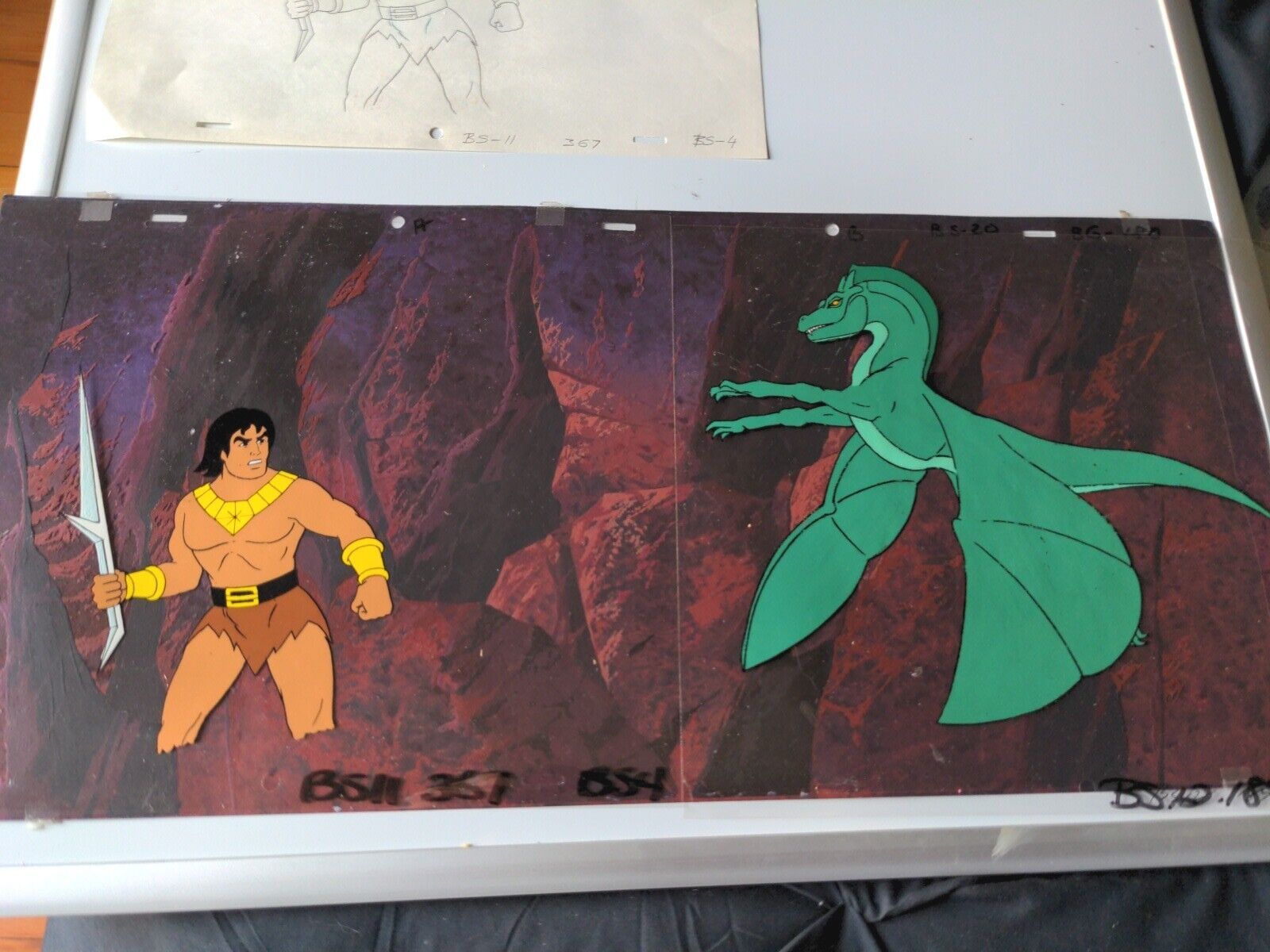 BLACKSTAR animation cel production art cartoons vintage He-Man background X1