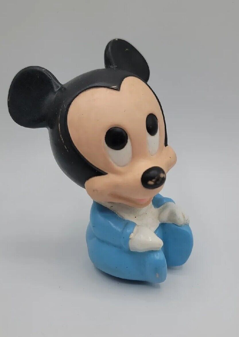 Vintage 1984 Mickey Baby Mouse Rubber Squeak Toy Walt Disney 4.5 Collectible 