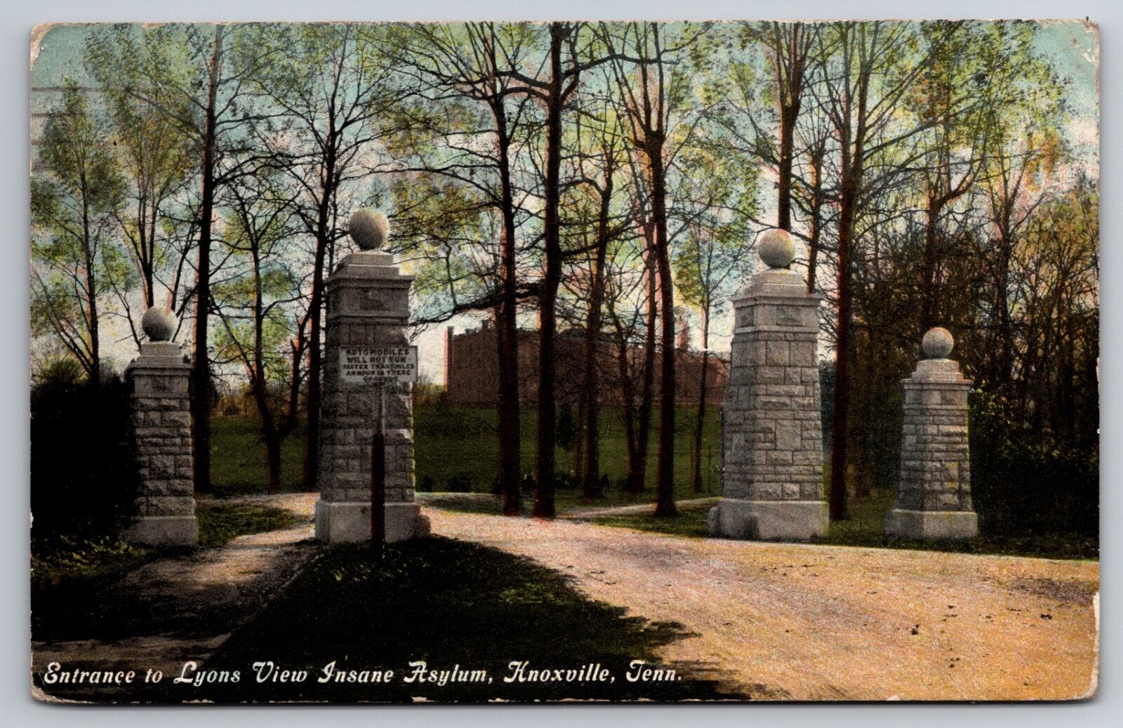 Entrance to Lyons View Insane Asylum Knoxville Tennessee TN 1910 Postcard