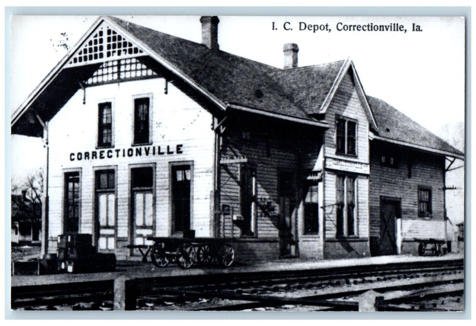 c1960 IC Depot Correctionville Iowa IA Train Depot Station RPPC Photo Postcard