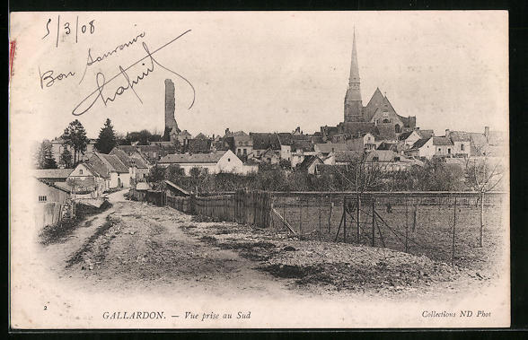 CPA Gallardon, South View 1908 